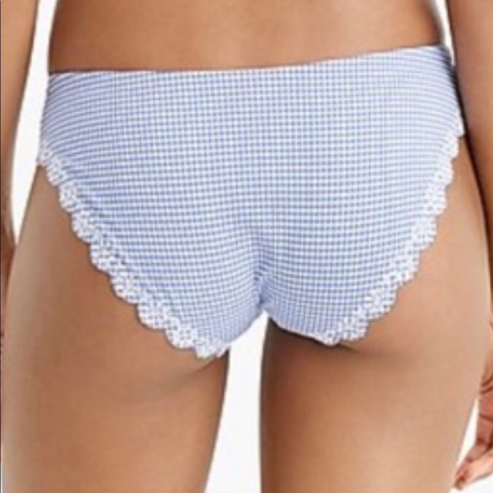 J Crew Scalloped bikini bottom suckered gingham